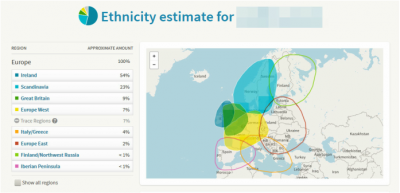 DNA Ethnicity map