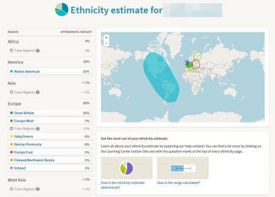 DNA Ethnicity map